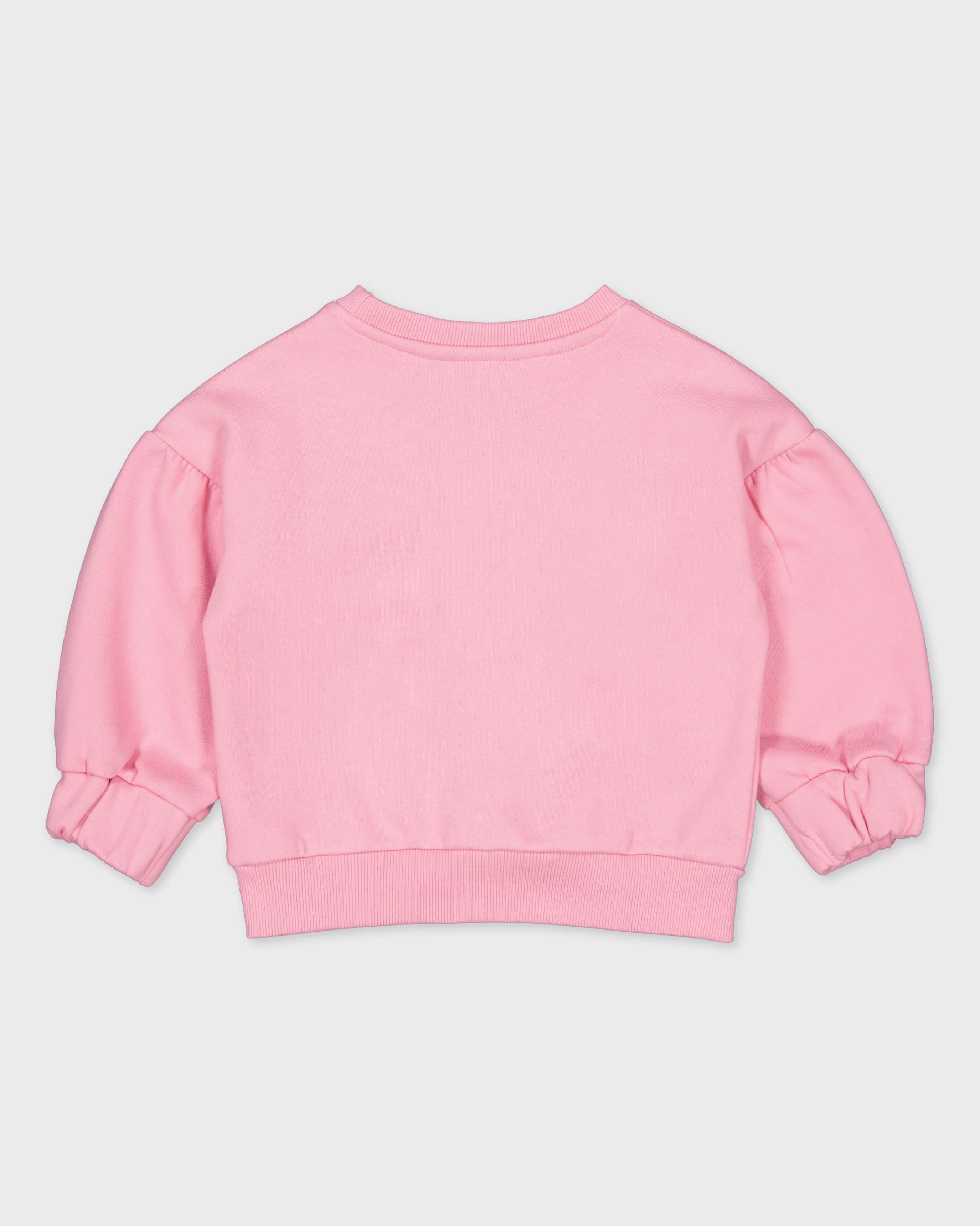 Lichtroze sweater met borstprint | Light Pink