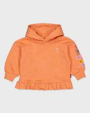 Oranje hoodie met volantzoom | Soft Orange