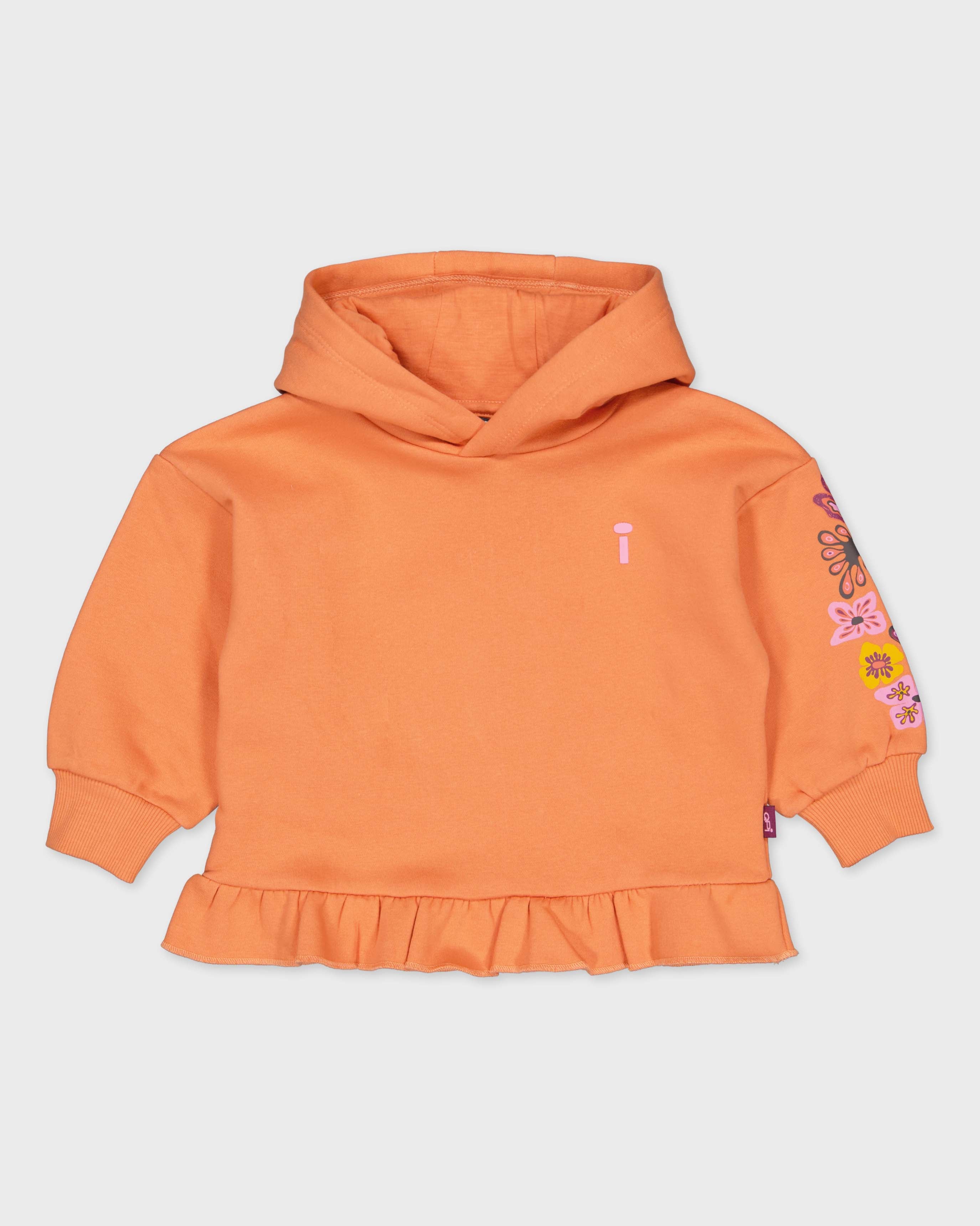 Oranje hoodie met volantzoom | Soft Orange