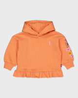 Oranje hoodie met volantzoom | Soft Orange