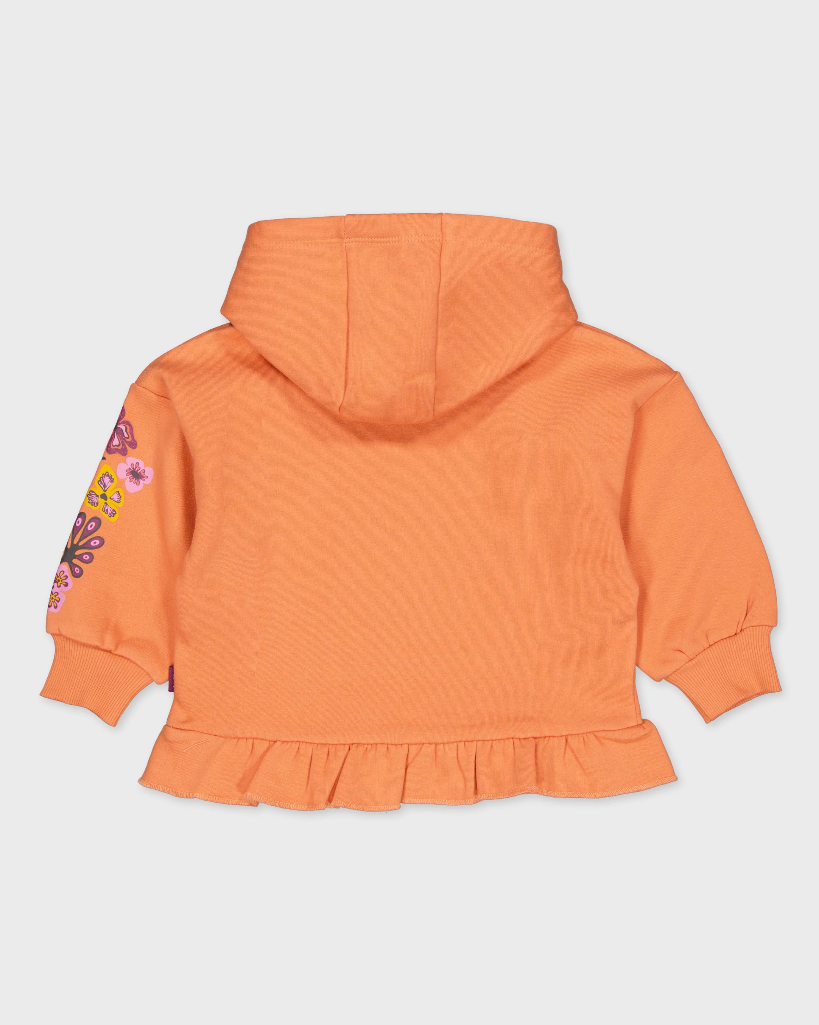 Oranje hoodie met volantzoom | Soft Orange