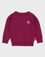 Bordeauxrode trui met bloemdetail | Purple