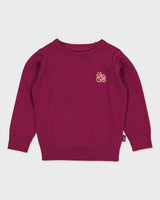 Bordeauxrode trui met bloemdetail | Purple