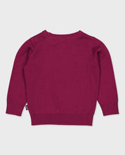 Bordeauxrode trui met bloemdetail | Purple