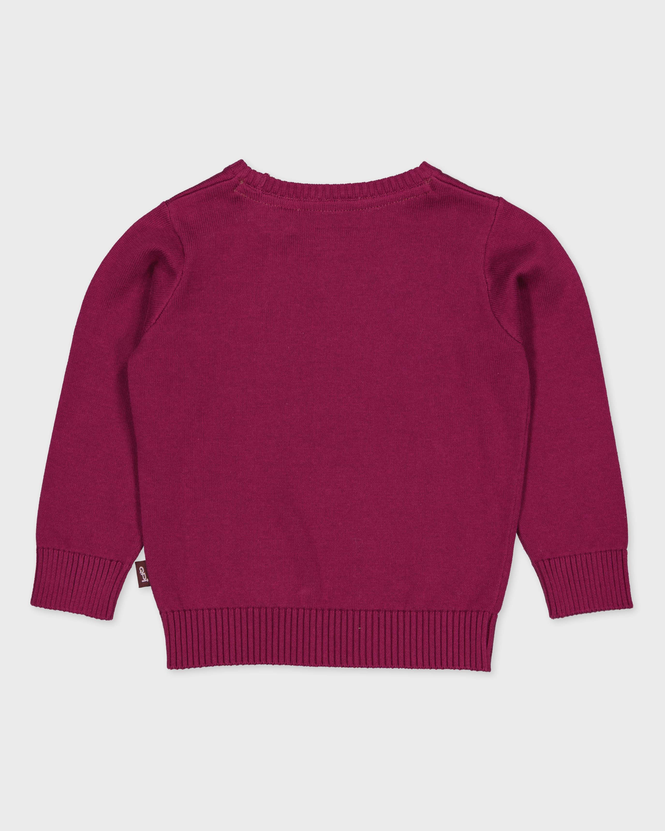 Bordeauxrode trui met bloemdetail | Purple