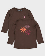 Chocoladebruine longsleeve met bloemenprint | Brown