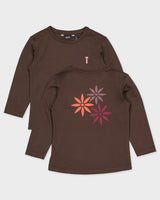 Chocoladebruine longsleeve met bloemenprint | Brown