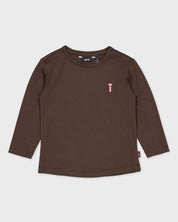 Chocoladebruine longsleeve met bloemenprint | Brown