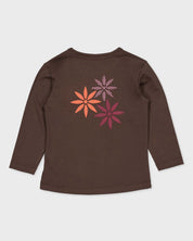 Chocoladebruine longsleeve met bloemenprint | Brown