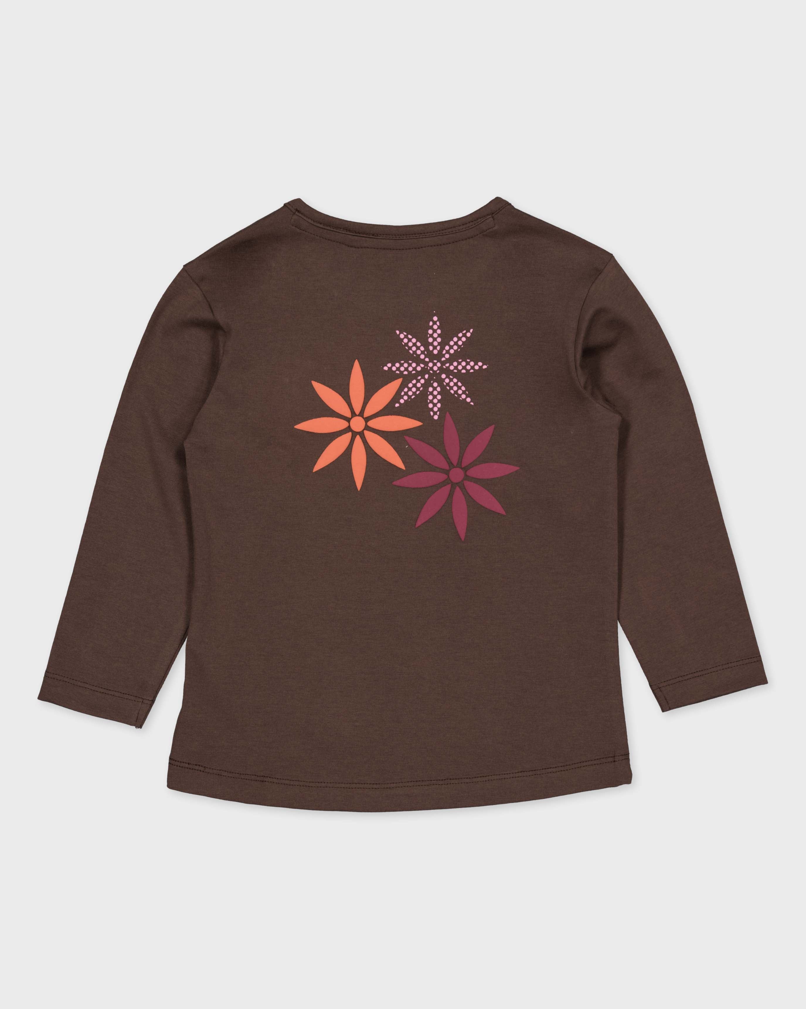 Chocoladebruine longsleeve met bloemenprint | Brown