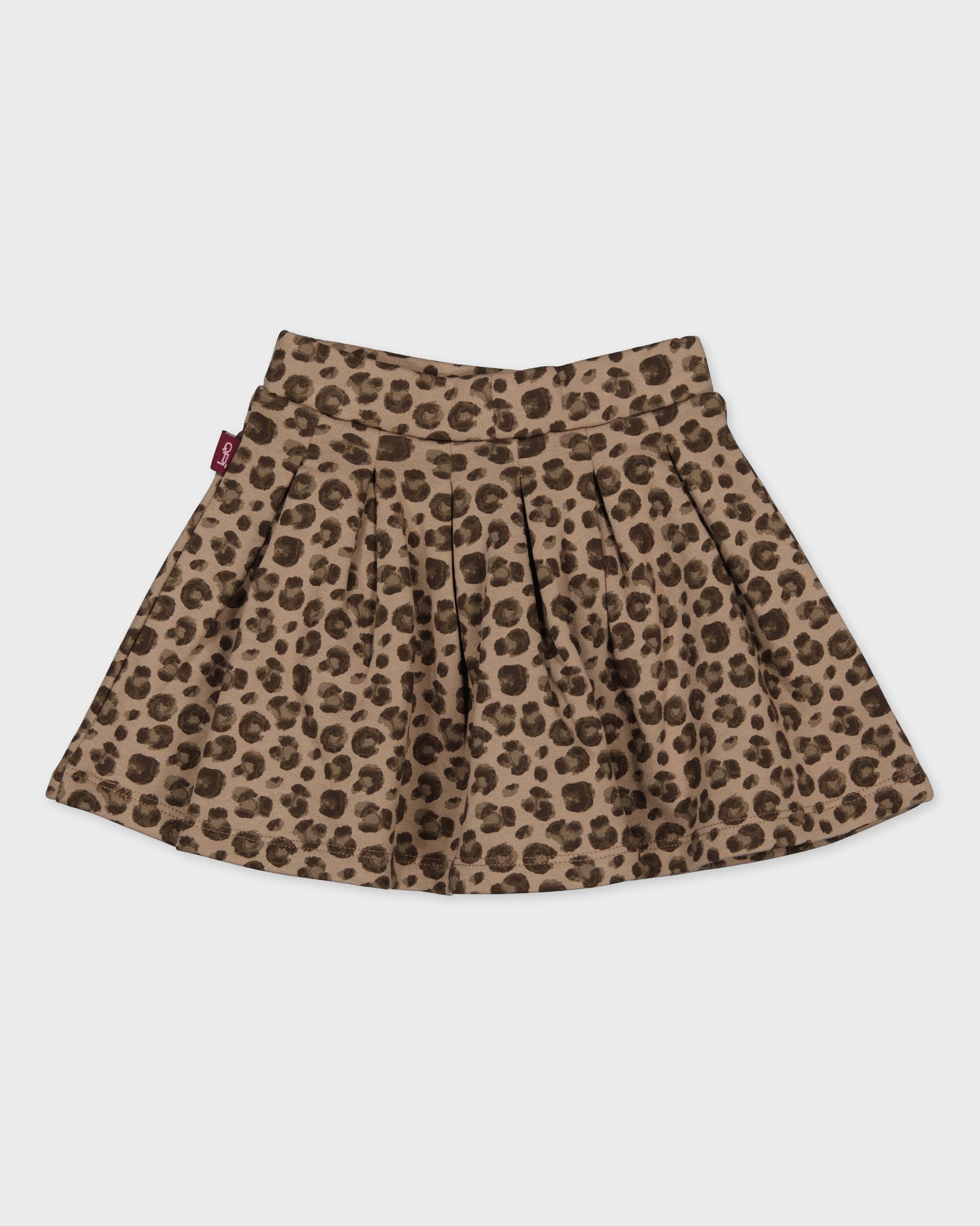 Taupebruine rok met luipaardprint | AOP Taupe Animal