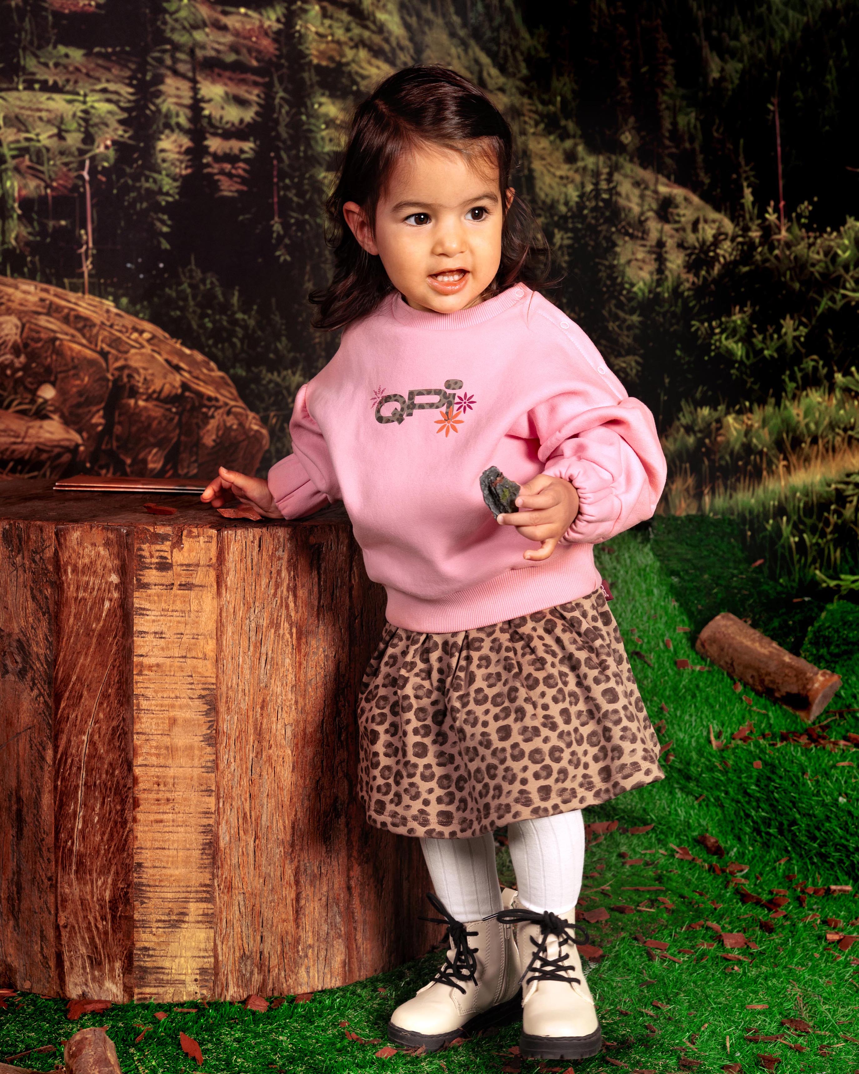 Taupebruine rok met luipaardprint | AOP Taupe Animal
