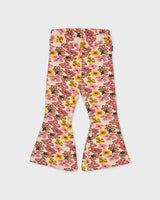Beige flared legging met bloemenprint | AOP Purple Flower