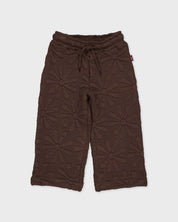 Chocoladebruine broek met bloemenstiksel | Brown