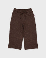 Chocoladebruine broek met bloemenstiksel | Brown