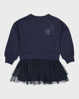 Donkerblauwe sweaterjurk met tule rok | Navy Blue