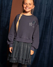 Donkerblauwe sweaterjurk met tule rok | Navy Blue