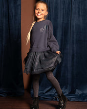 Donkerblauwe sweaterjurk met tule rok | Navy Blue