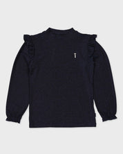 Donkerblauwe longsleeve met ruches | Navy Blue