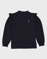 Donkerblauwe longsleeve met ruches | Navy Blue