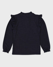 Donkerblauwe longsleeve met ruches | Navy Blue