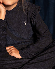 Donkerblauwe longsleeve met ruches | Navy Blue