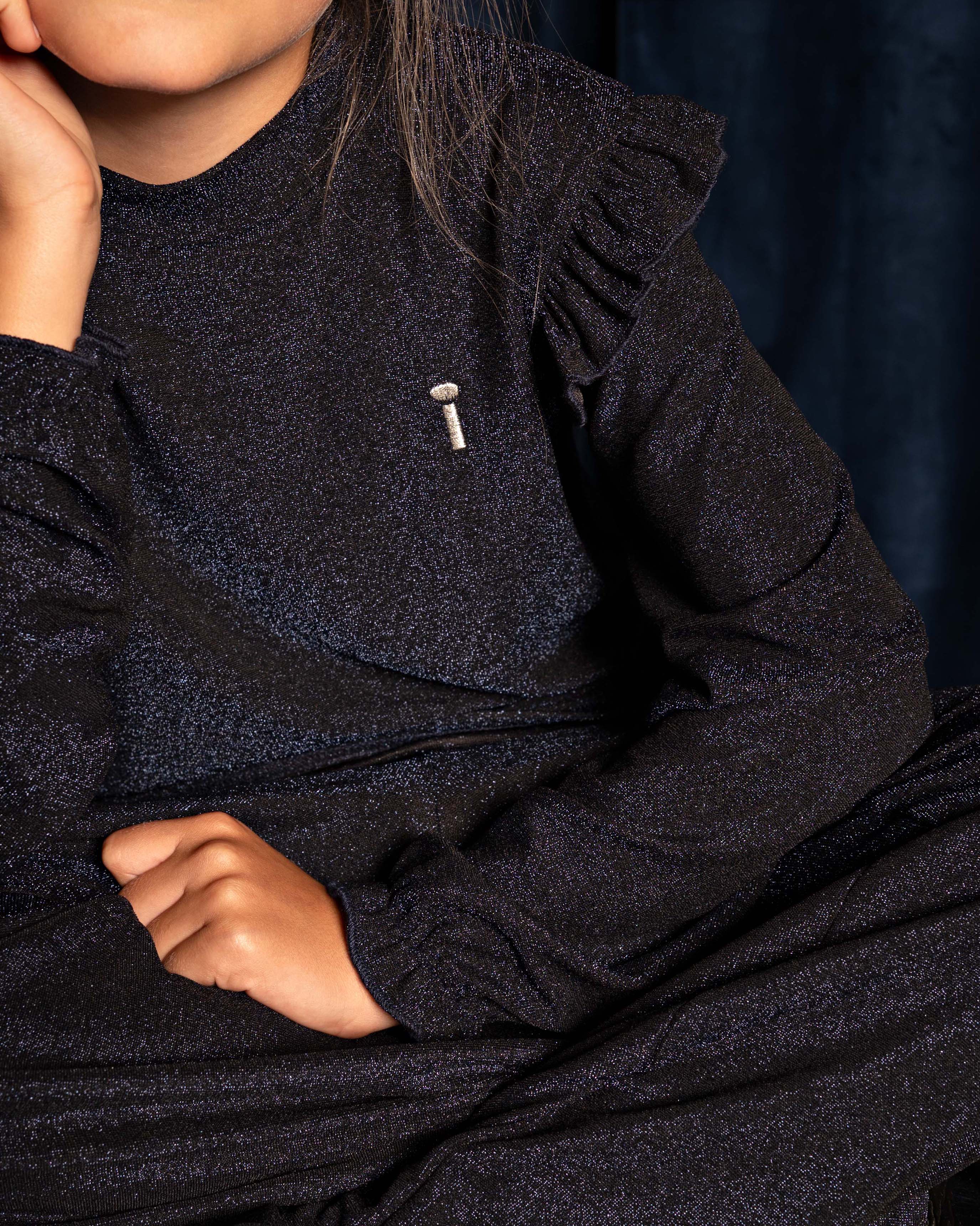 Donkerblauwe longsleeve met ruches | Navy Blue