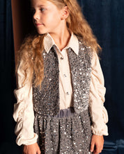 Crèmekleurige blouse met ruches | Milk
