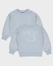 Lichtblauwe sweater met tule mouwen | Pastel Blue