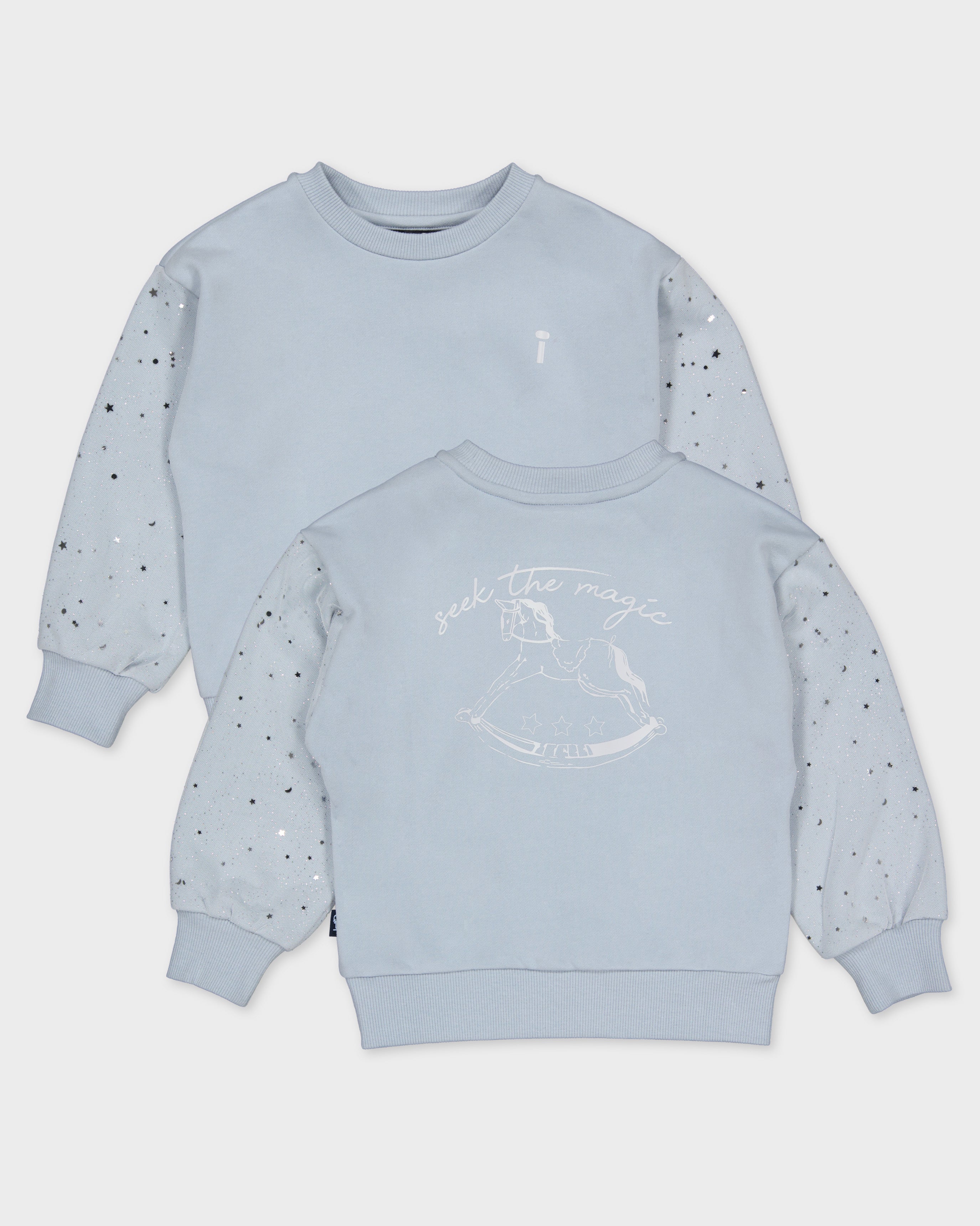 Lichtblauwe sweater met tule mouwen | Pastel Blue