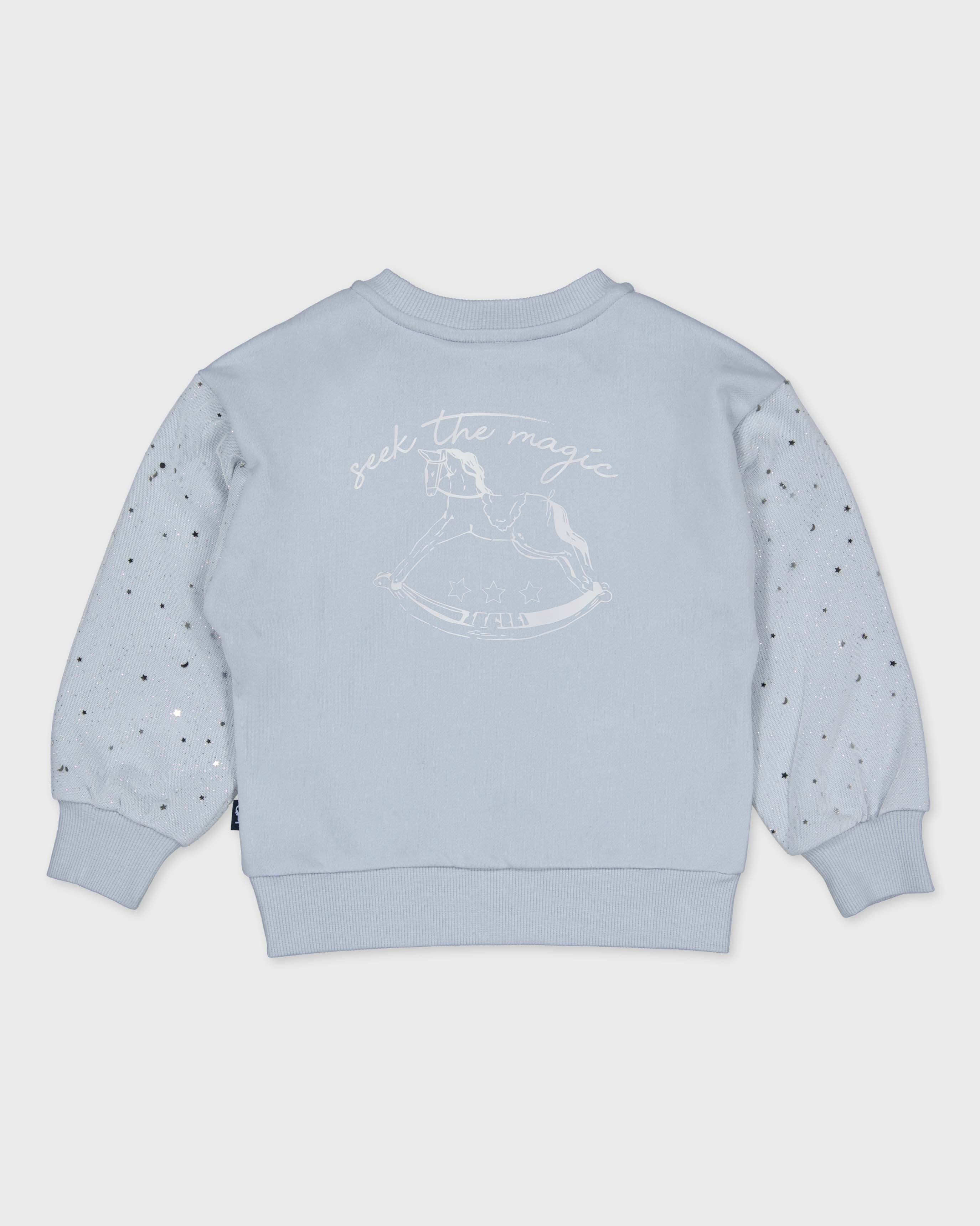 Lichtblauwe sweater met tule mouwen | Pastel Blue