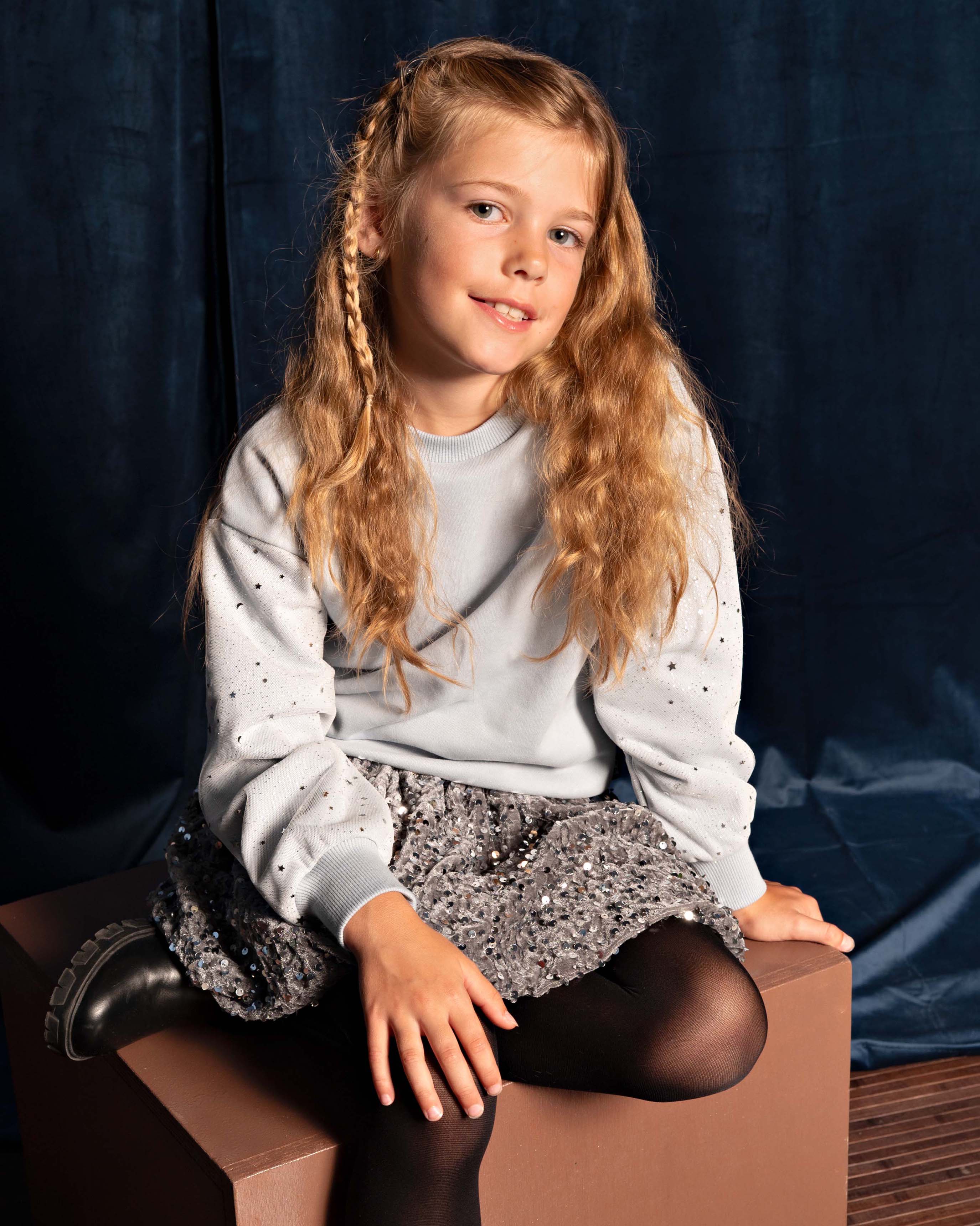 Lichtblauwe sweater met tule mouwen | Pastel Blue