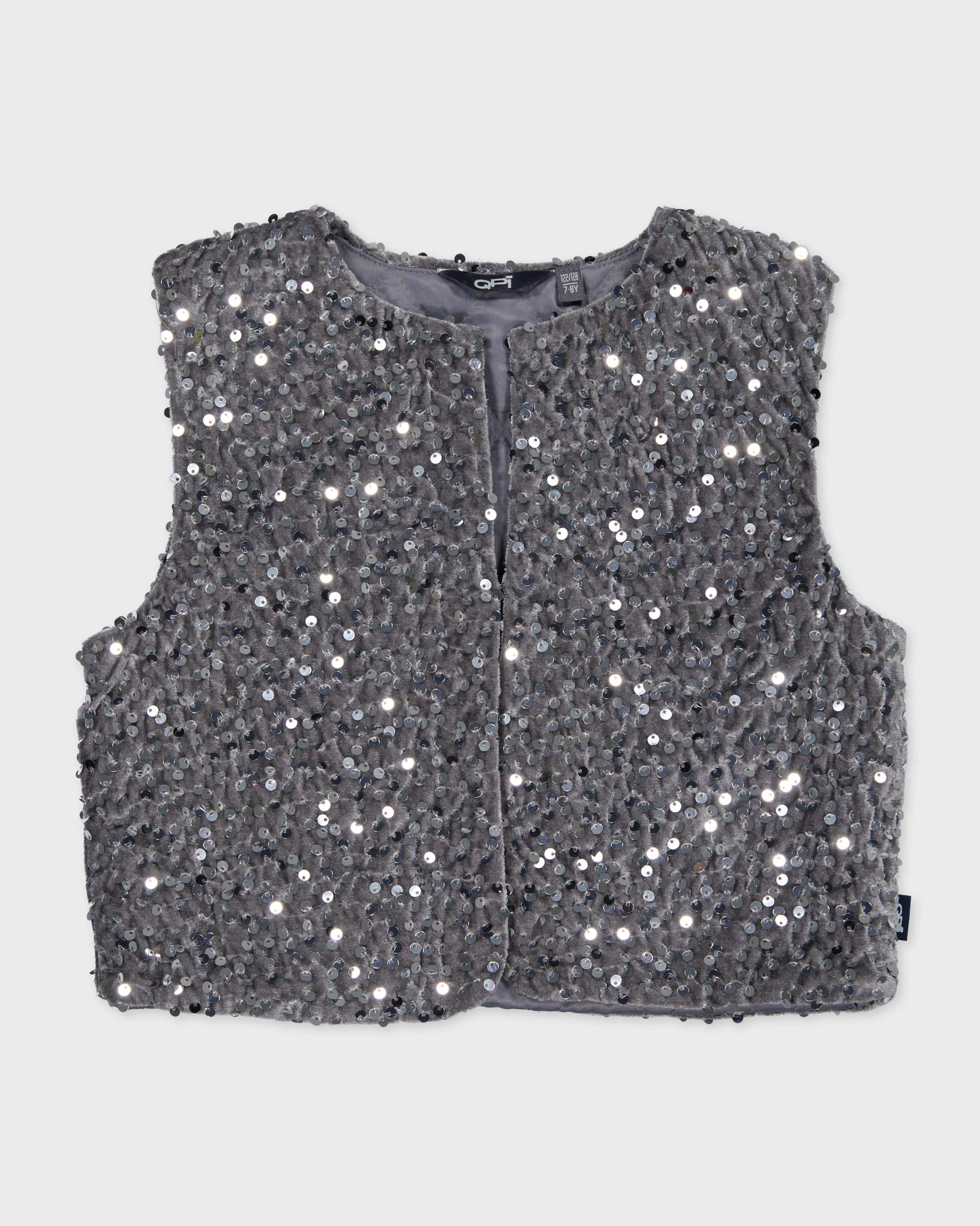 Grijs gilet met pailletten | Silver