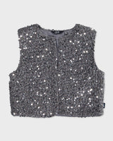 Grijs gilet met pailletten | Silver
