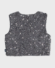 Grijs gilet met pailletten | Silver