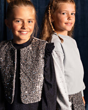 Grijs gilet met pailletten | Silver