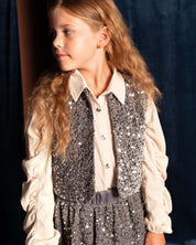 Grijs gilet met pailletten | Silver