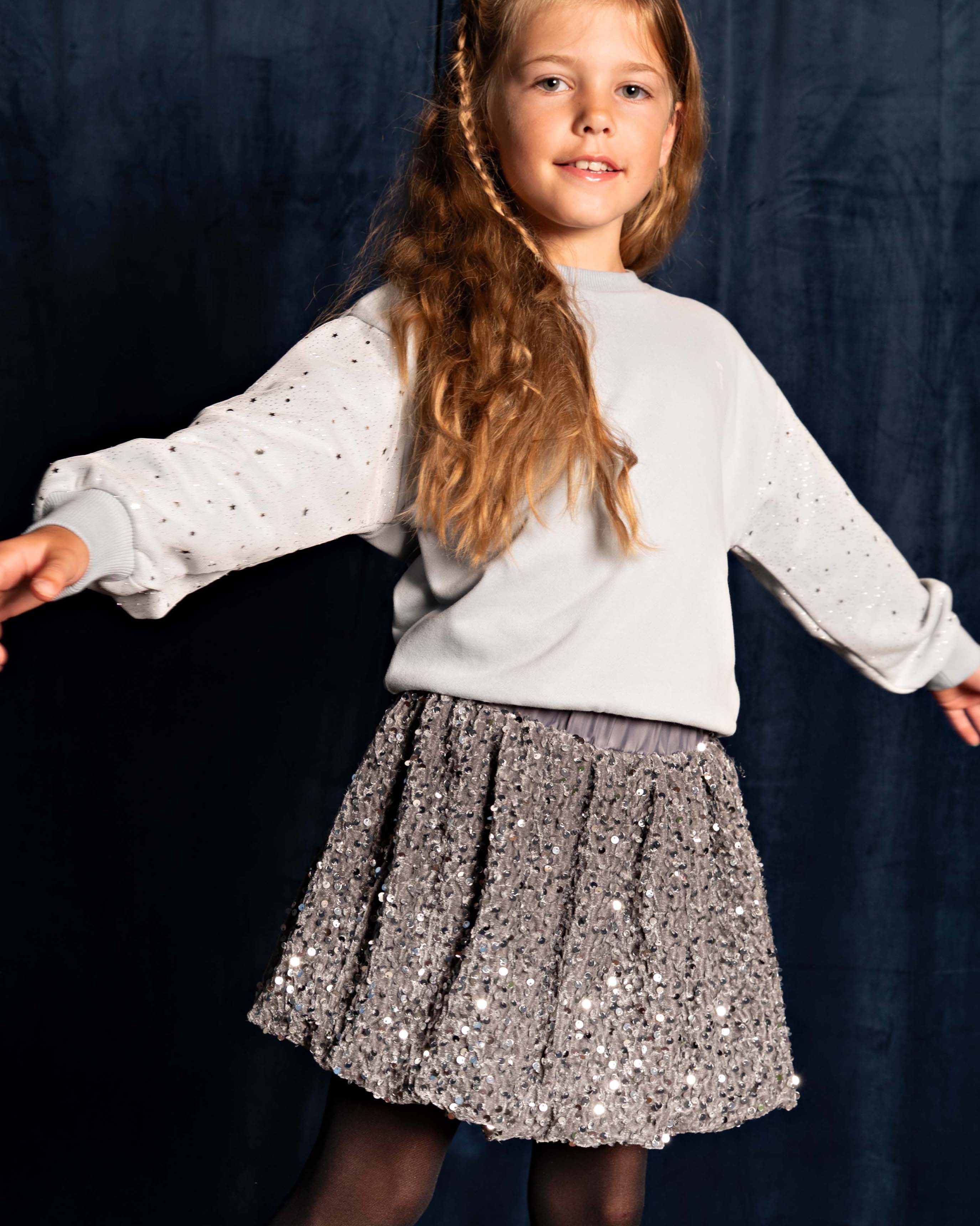 Grijze rok met pailletten | Silver