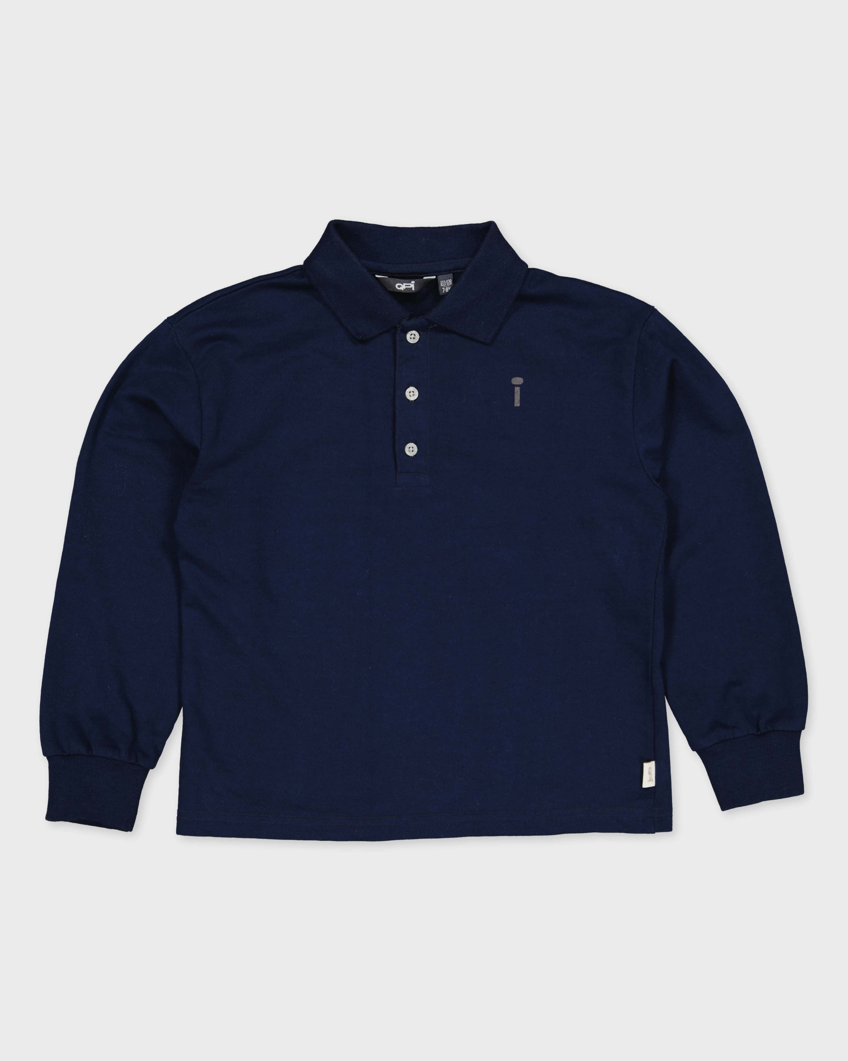 Donkerblauwe polo met lange mouwen | Navy Blue