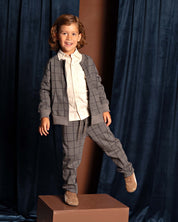Donkergrijs vest met ruitdessin | AOP Grey Check