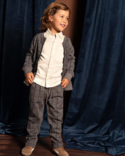 Grijze geruite broek met koord | AOP Grey Check