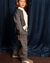 Grijze geruite broek met koord | AOP Grey Check
