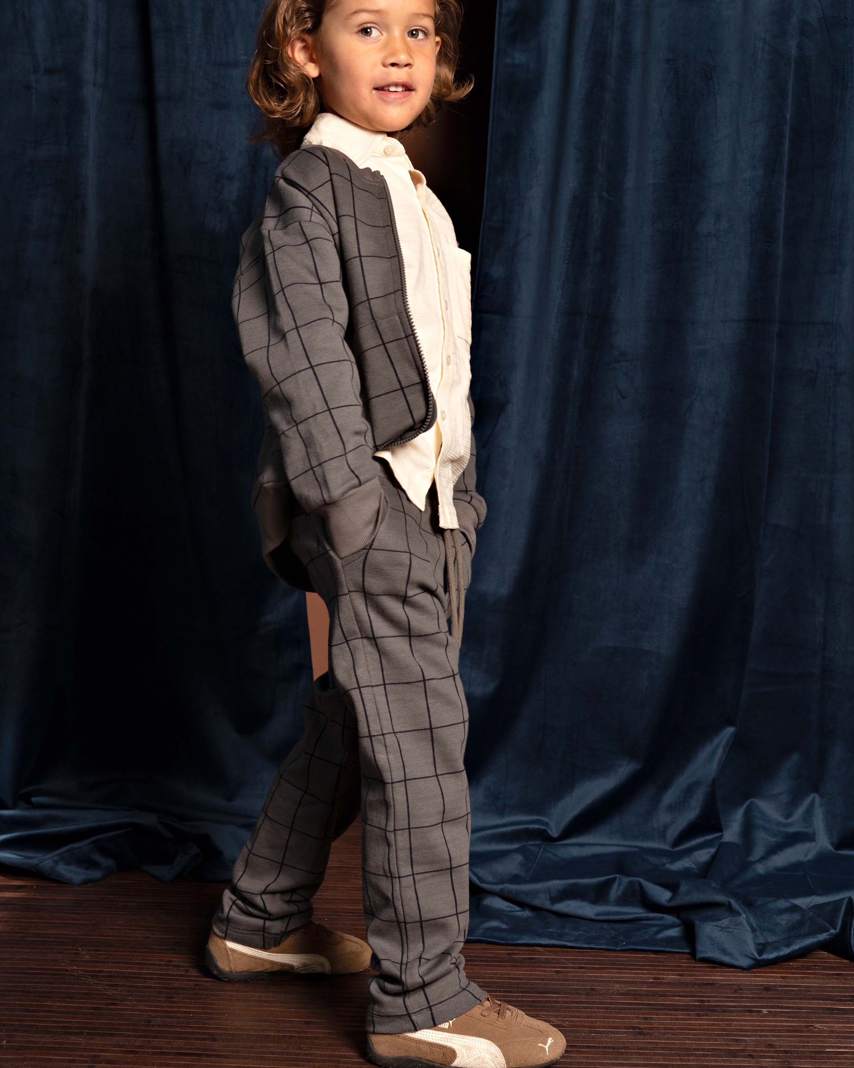 Grijze geruite broek met koord | AOP Grey Check
