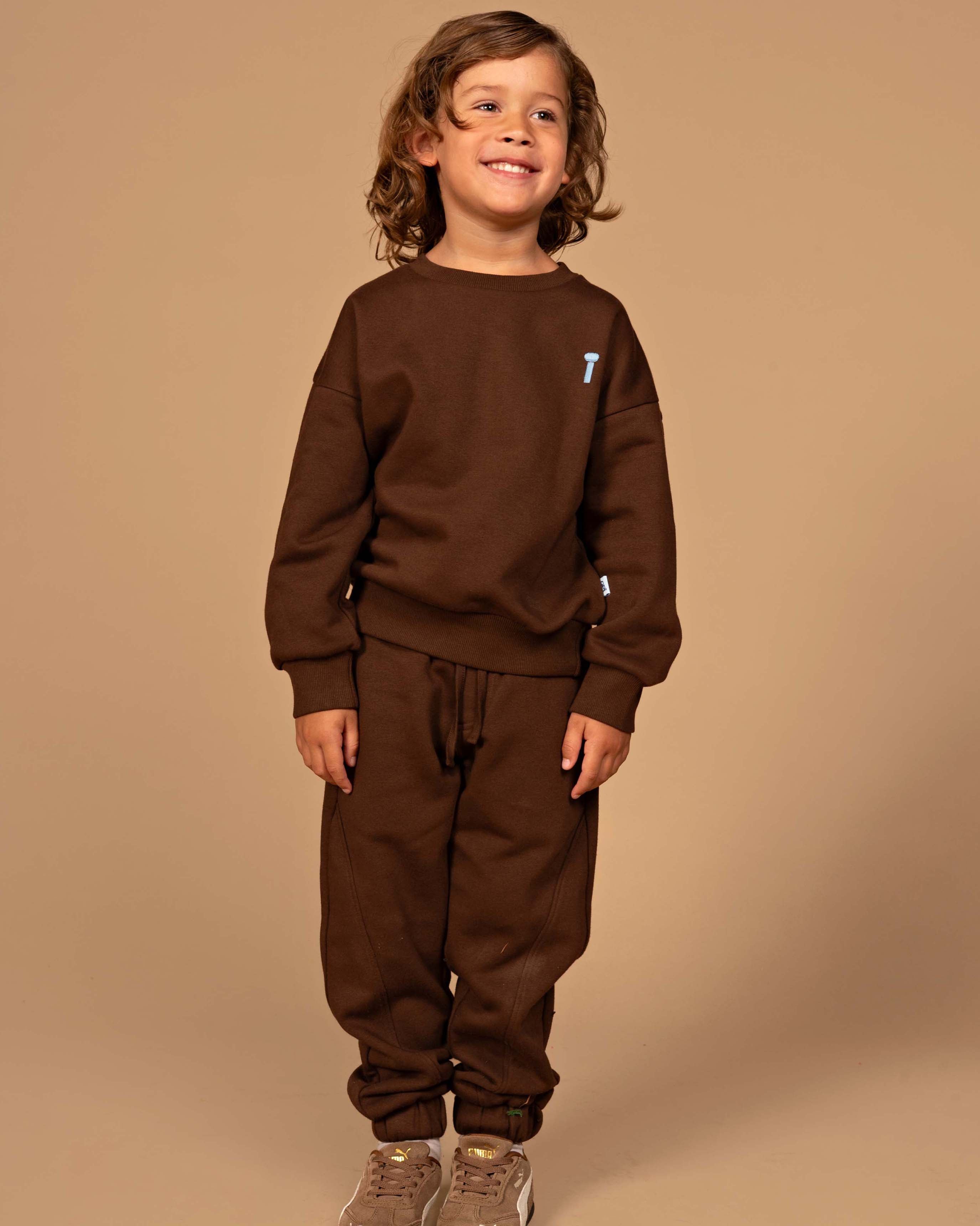 Donkerbruine sweater met artwork | Brown