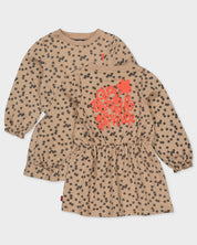 Beige jurk met all-over print | AOP Sand Flower