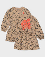 Beige jurk met all-over print | AOP Sand Flower