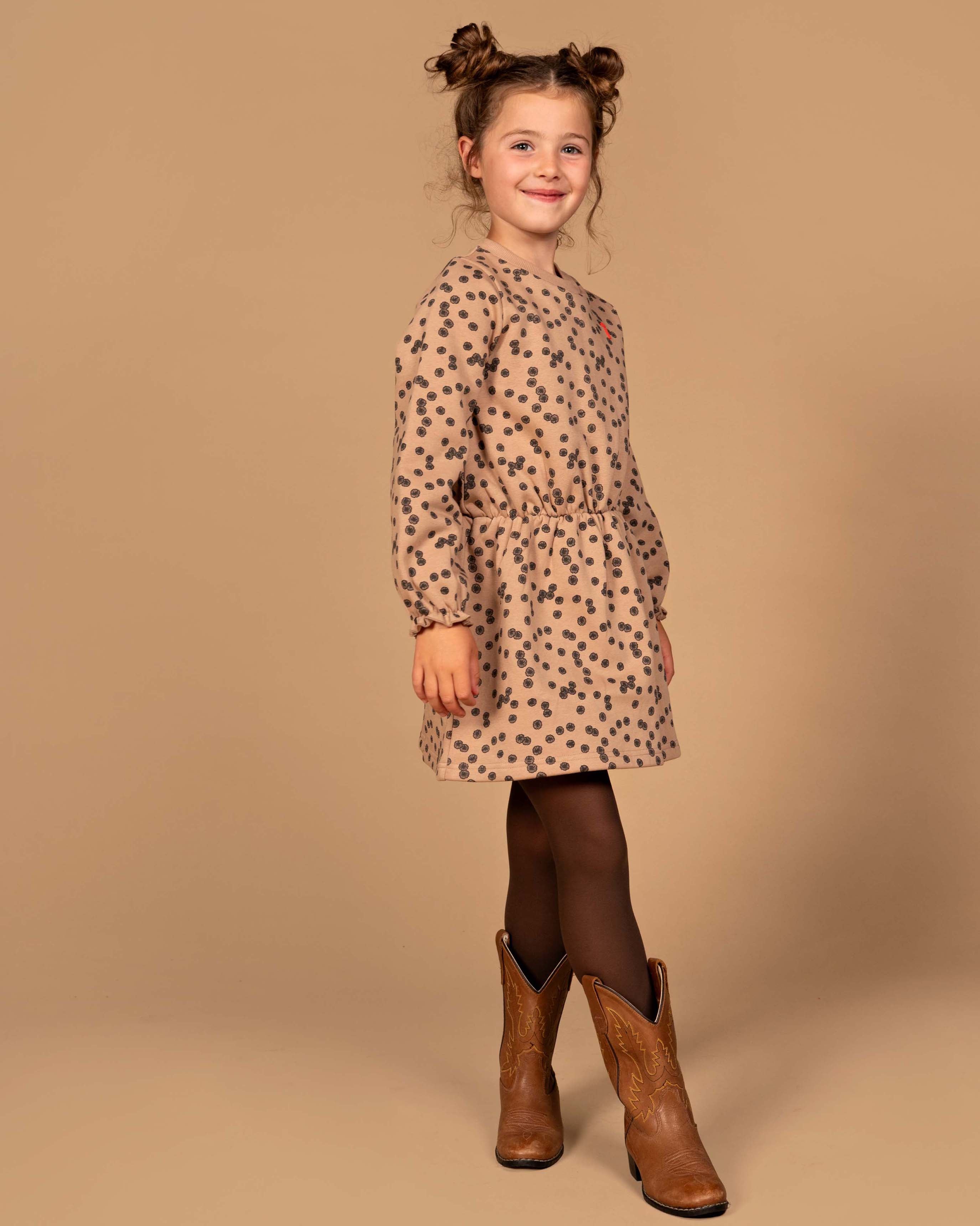 Beige jurk met all-over print | AOP Sand Flower