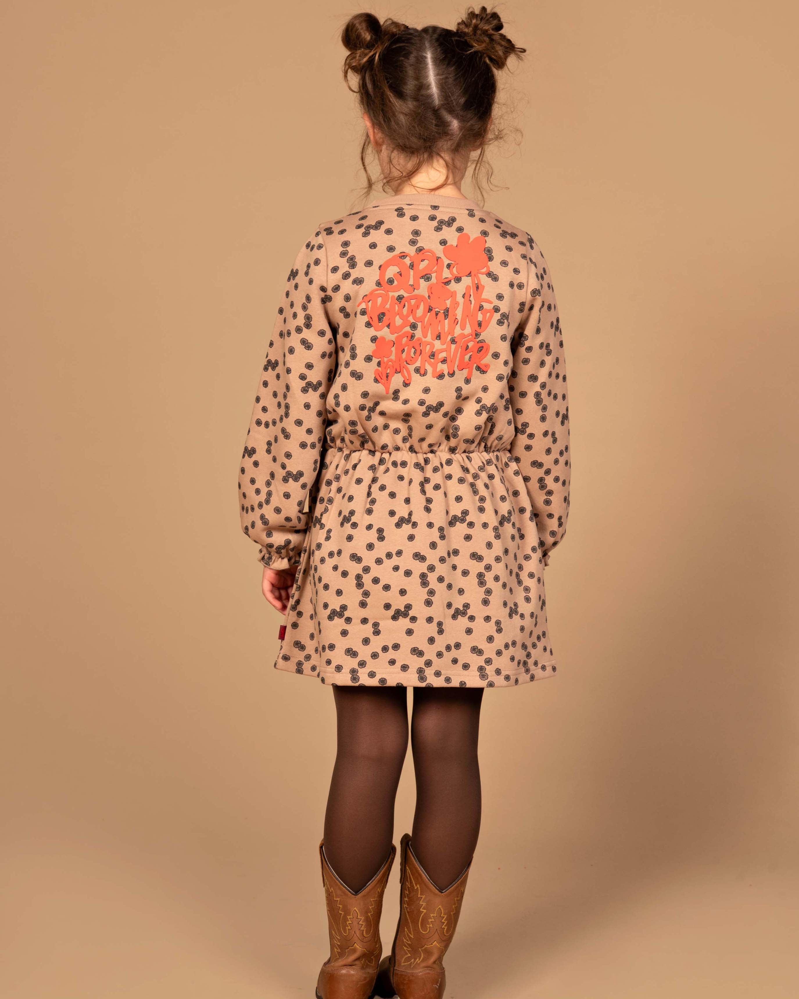 Beige jurk met all-over print | AOP Sand Flower