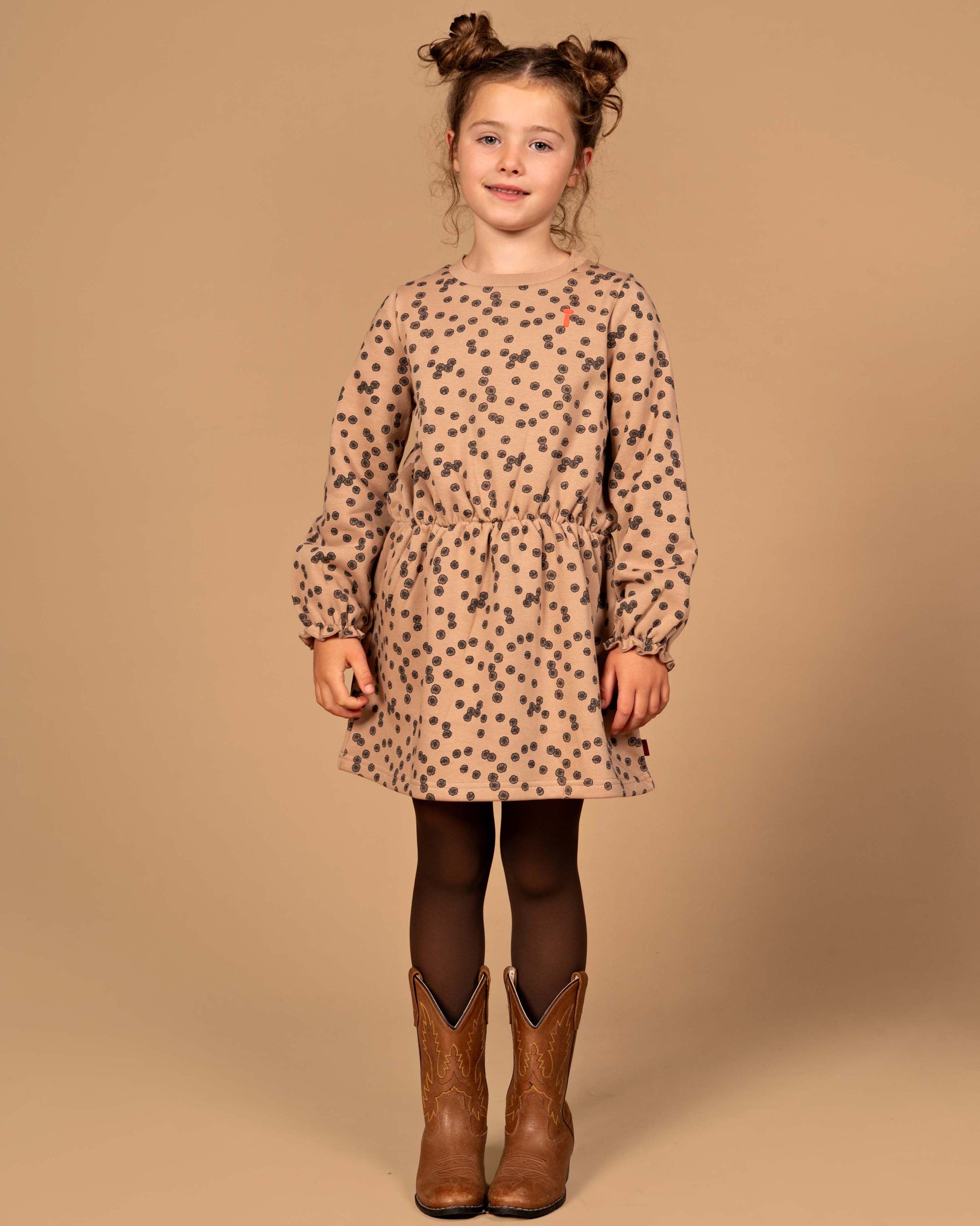 Beige jurk met all-over print | AOP Sand Flower