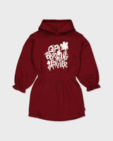 Bordeauxrode sweaterjurk met col | Cherry Red
